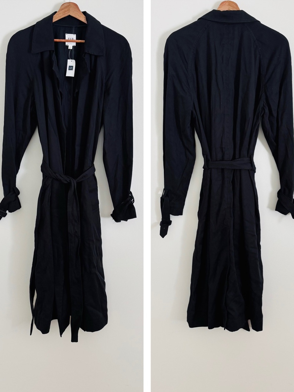 NWT Gap Waterfall Trench Coat in Black